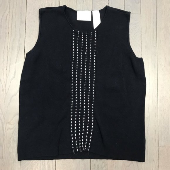 Vintage Liz Claiborne Sleeveless Navy Top Shirt - Picture 1 of 8